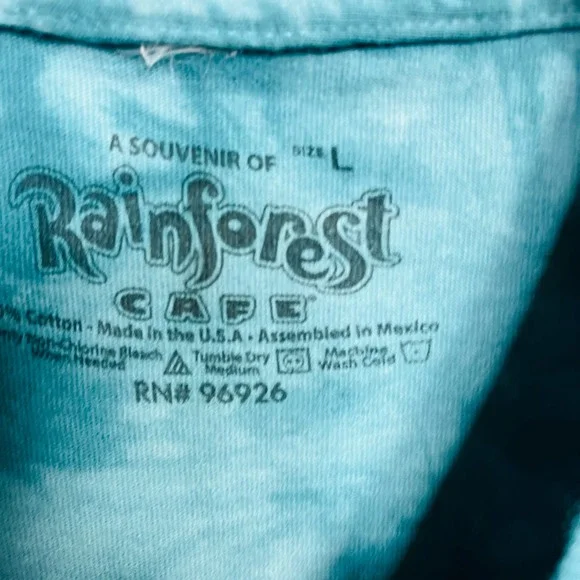 Vintage Rainforest Cafe Blue Giraffe Men’s T-Shirt Large Excellent Condition - Picture 3 of 5